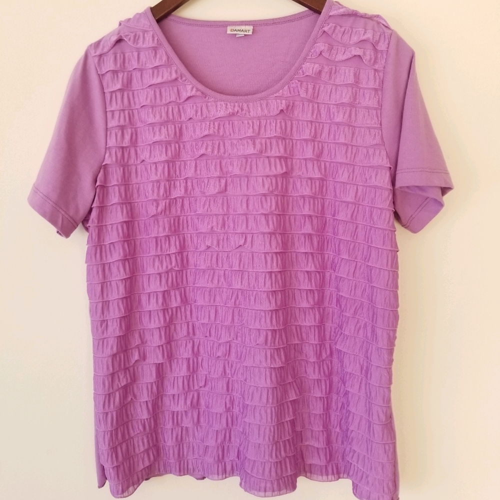 🌺 (4/$25) purple ruffled spring blouse sz 14/16